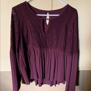 American Eagle Maroon lace blouse